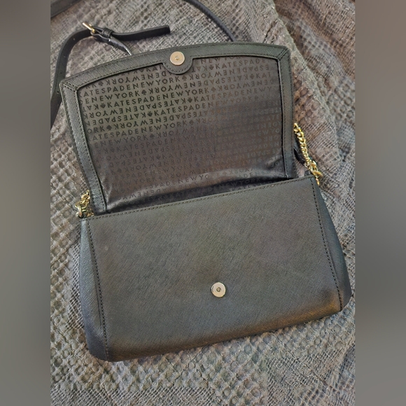 Kate Spade Black Saffiano Leather Crossbody Chain Strap Bag - Picture 3 of 9
